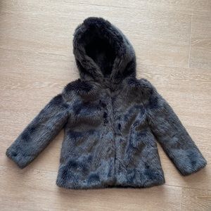 Zara hooded faux fur jacket, Girls size 6!